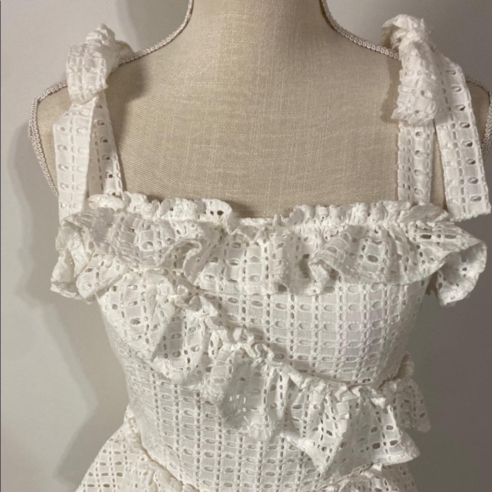 White Eyelet Ruffle Top - Picture 3 of 5